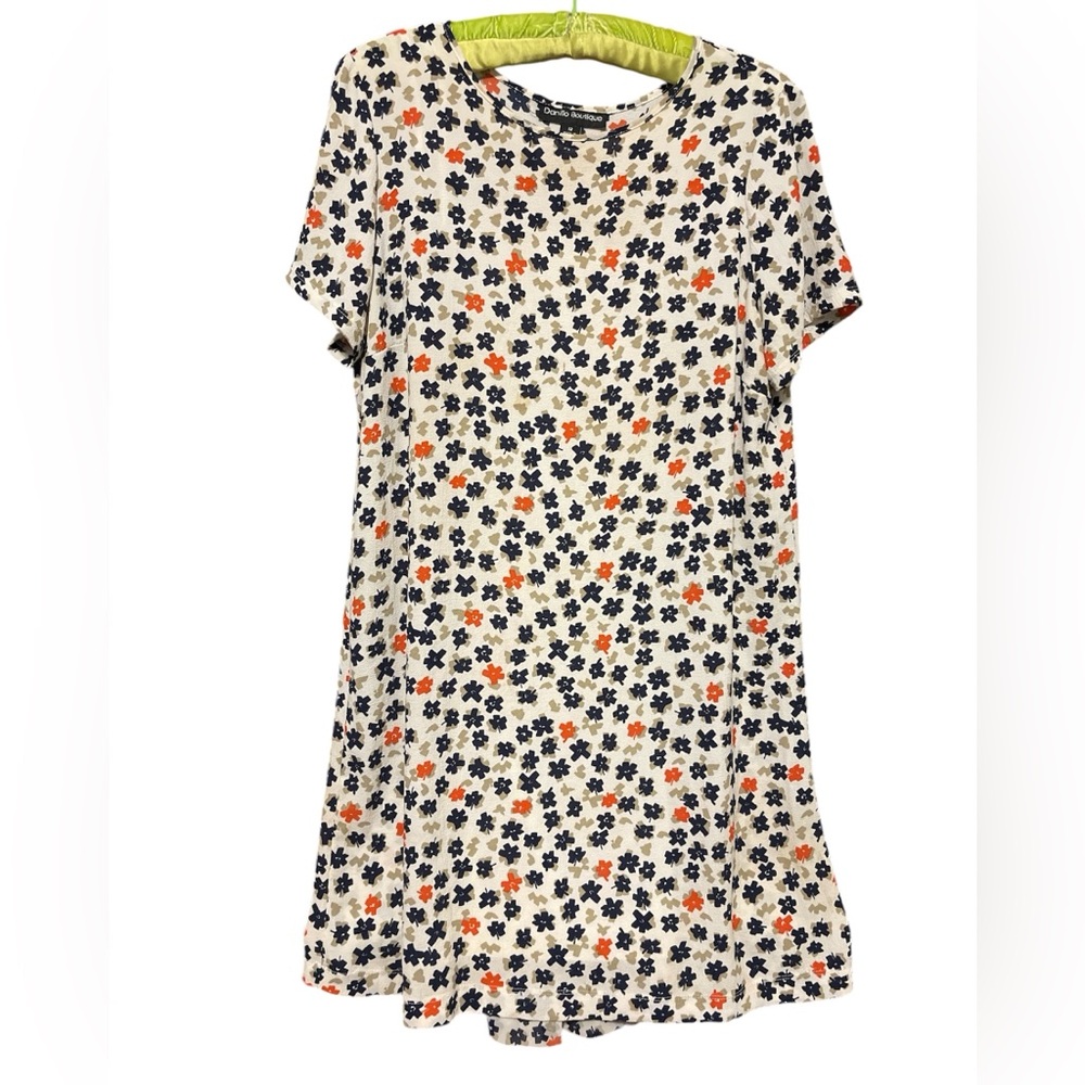 Danillo Boutique Shift Tunic Dress Short Sleeve Floral Print SZ 12